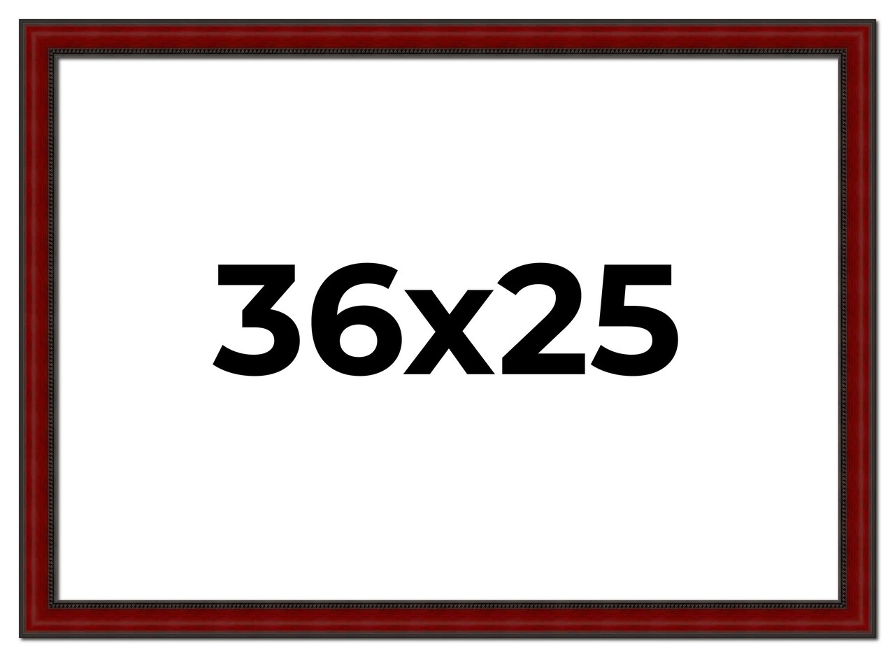 36x25 Weathered Red Picture Frame - UV Acrylic, Foam Board Backing, Hanging Hardware